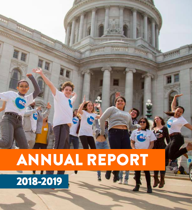 Cover art for ACE's Annual Report 2018-2019