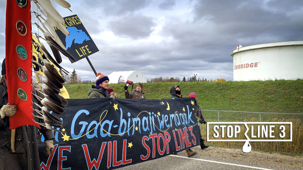 Line 3 protesters marching